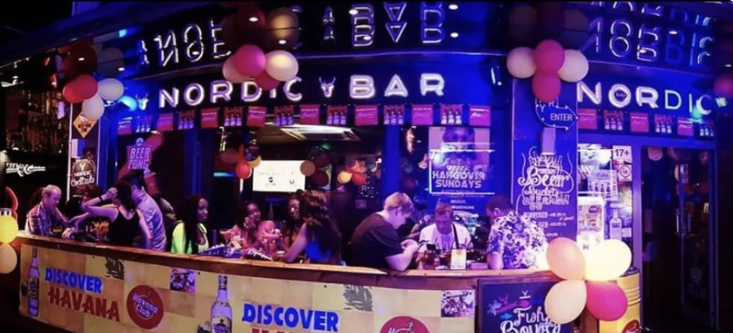 Nordic Bar Malta inside view of bar with blue lighting