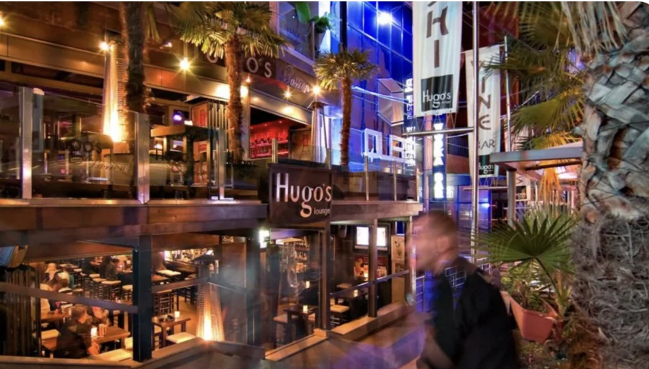 Hugos Lounge Malta Bar street view featuring its logo