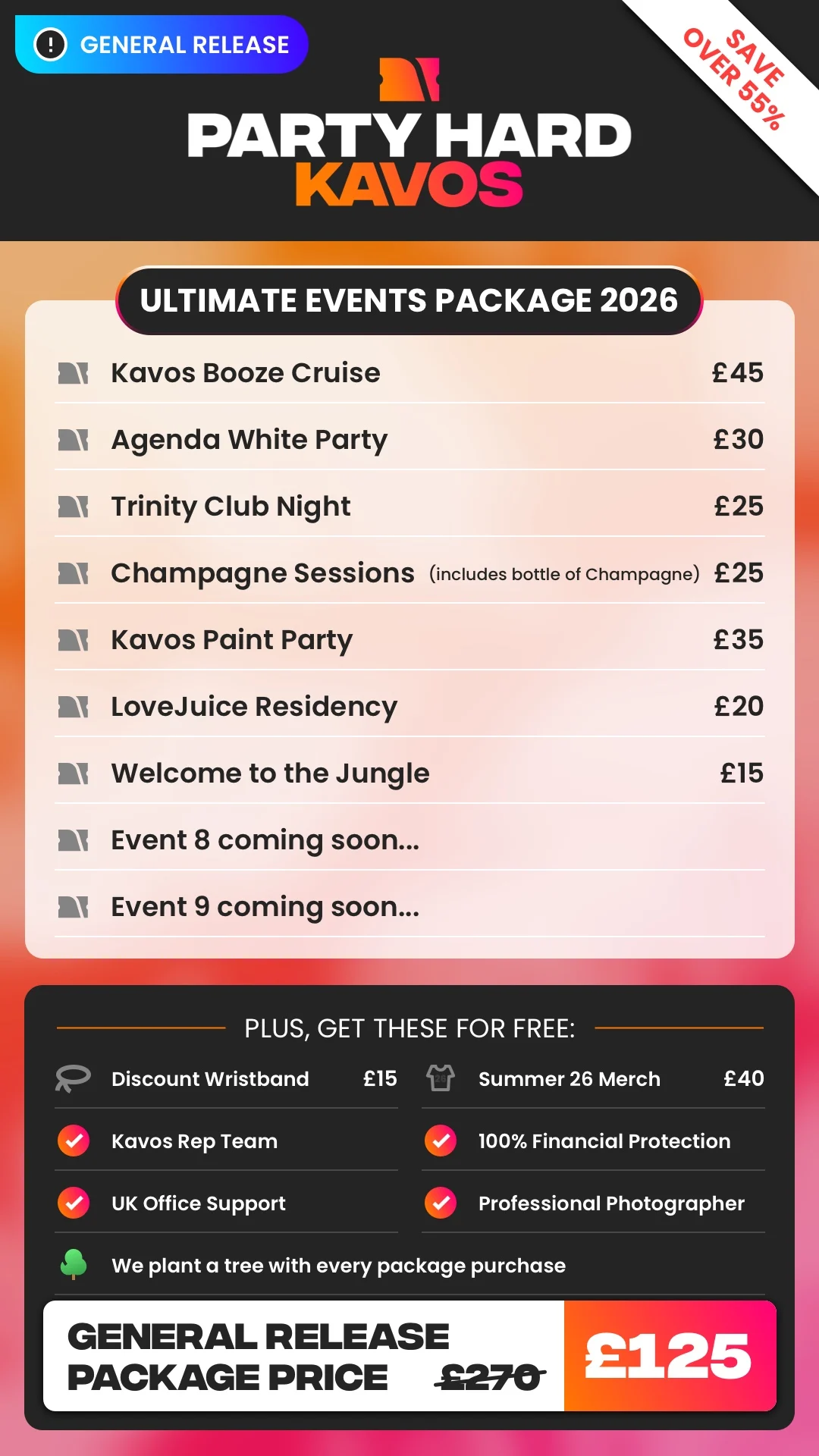 Ibiza General Release Ultimate Events Package