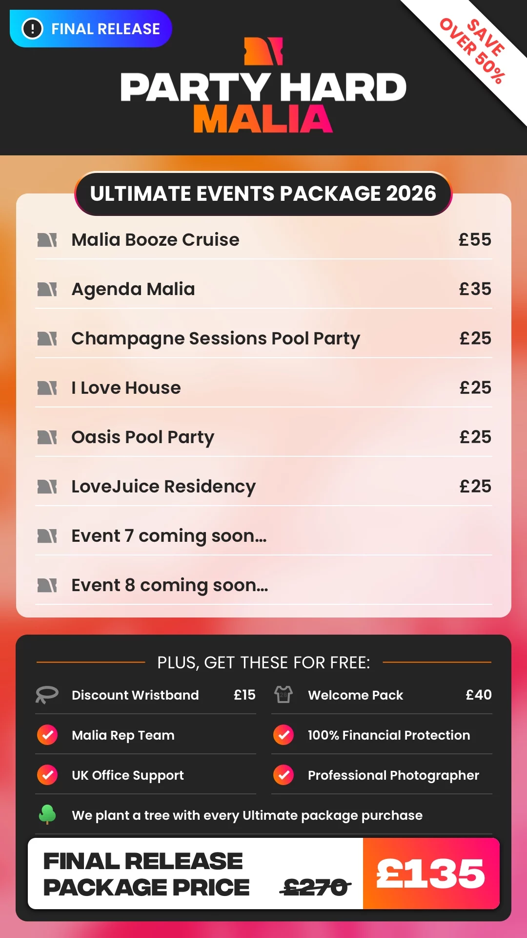 Malia Ultimate Events Package Final Release Price 2026