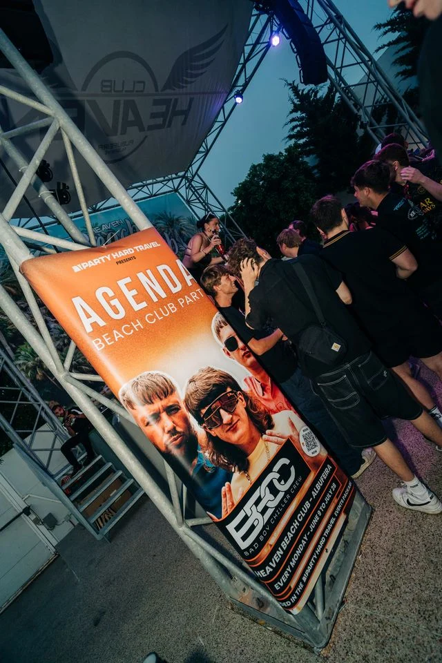 Agenda Beach Club Party kicking off in Albufeira with Bad Boy Chiller Crew bringing the energy and crowd hype.