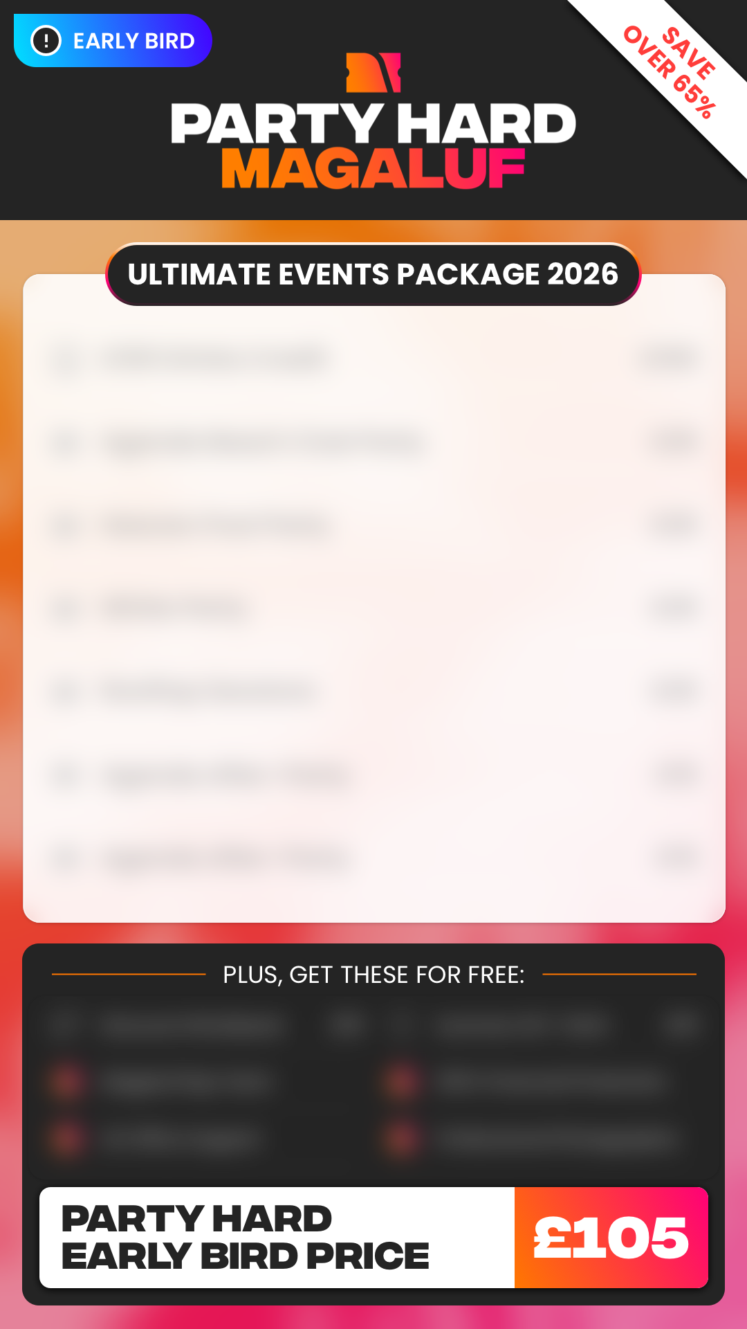 Magaluf Ultimate Events Package Early Bird Price 2026