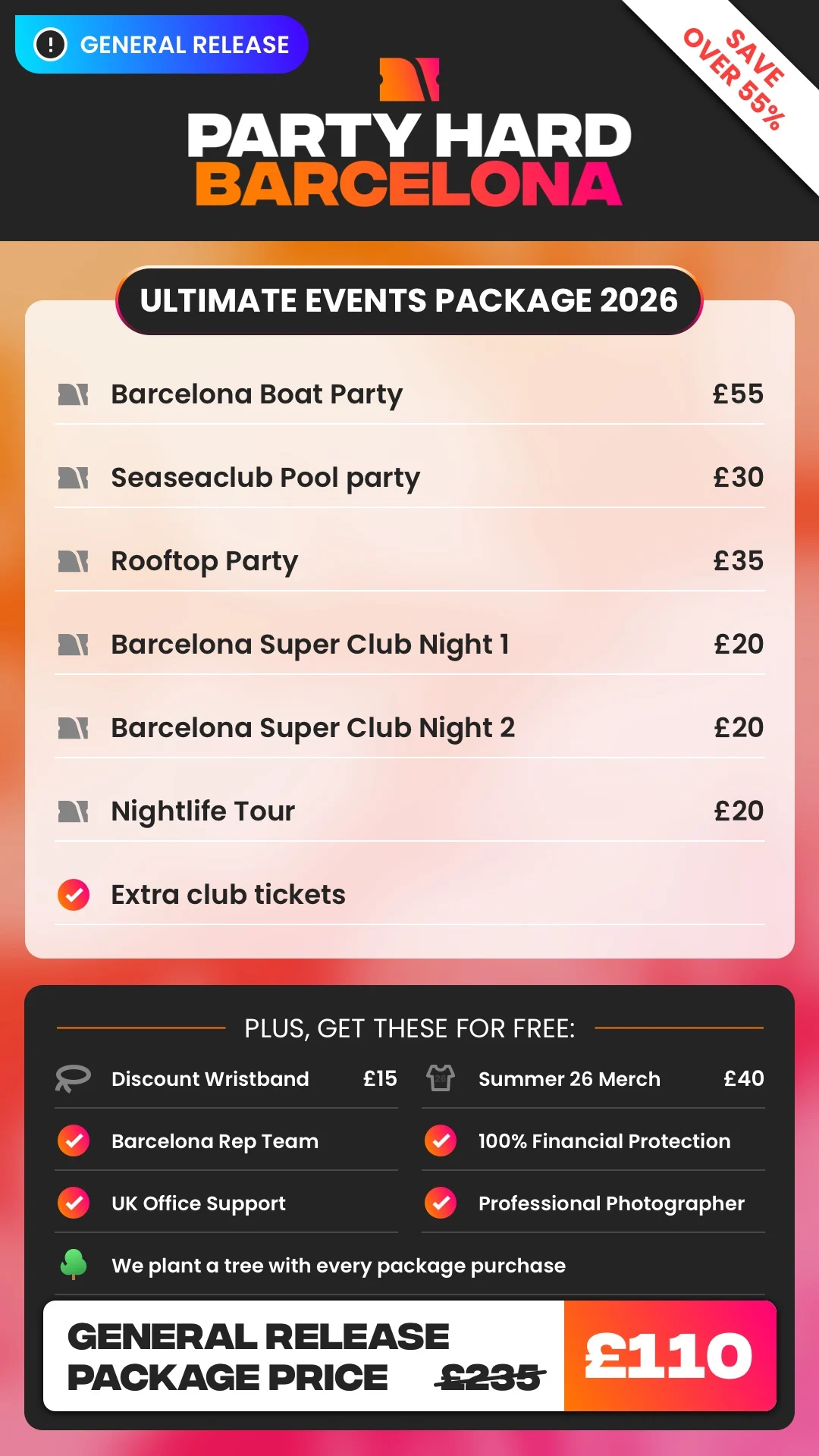 Barcelona General Release Ultimate Events Package