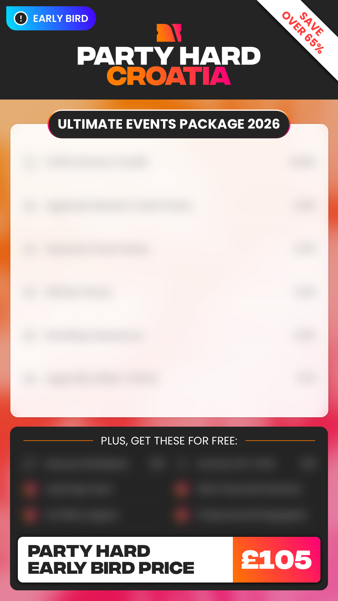 Croatia Early Bird Price Ultimate Events Package For Summer 2026