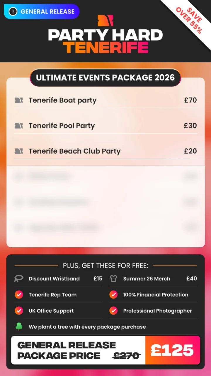 Tenerife General Release Ultimate Events Package