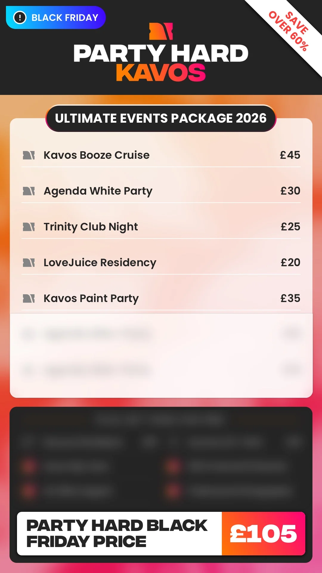 Kavos Ultimate Events Package Black Friday Price 2026