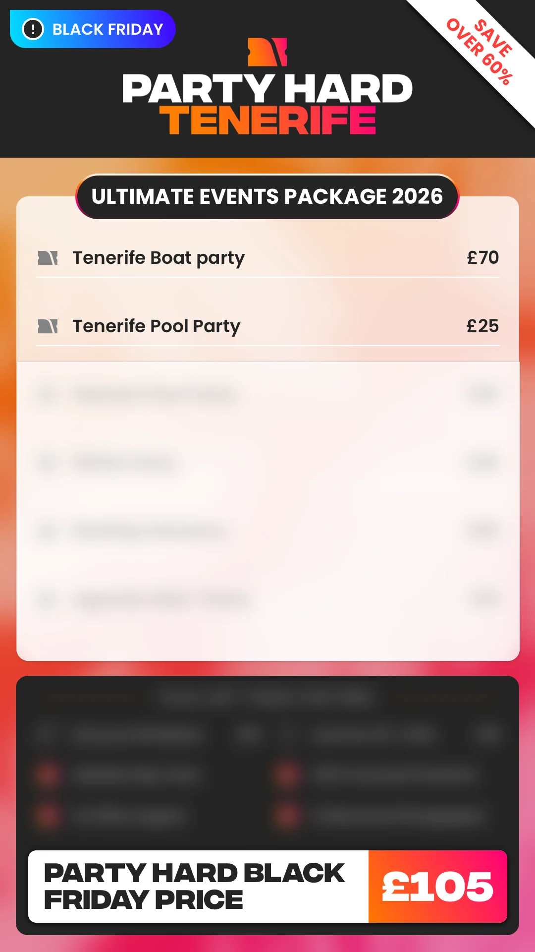 Tenerife Ultimate Events Package Black Friday Price 2026