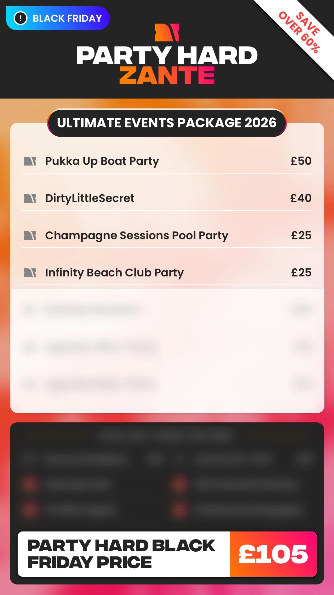 Zante Ultimate Events Package Black Friday Price 2026