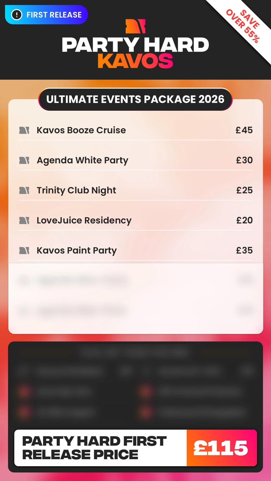 Kavos Ultimate Events Package First Release Price 2026