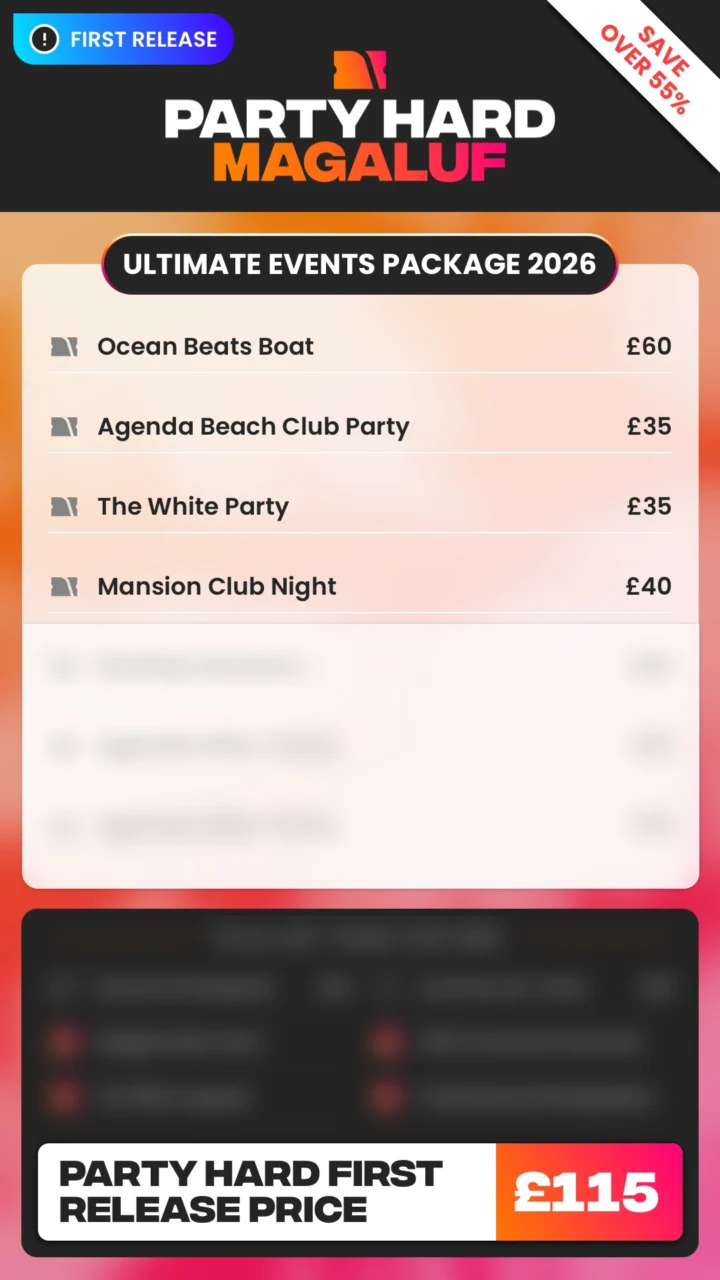 Magaluf Ultimate Events Package First Release Price 2026