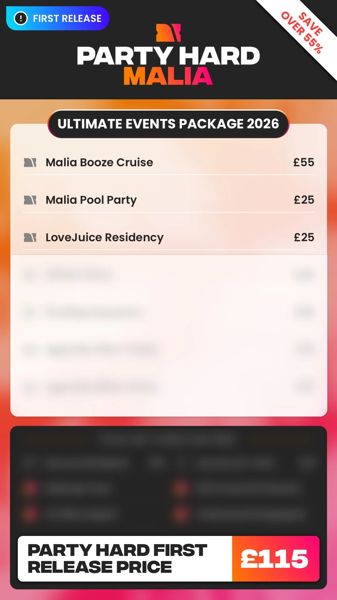 Malia Ultimate Events Package First Release Price 2026