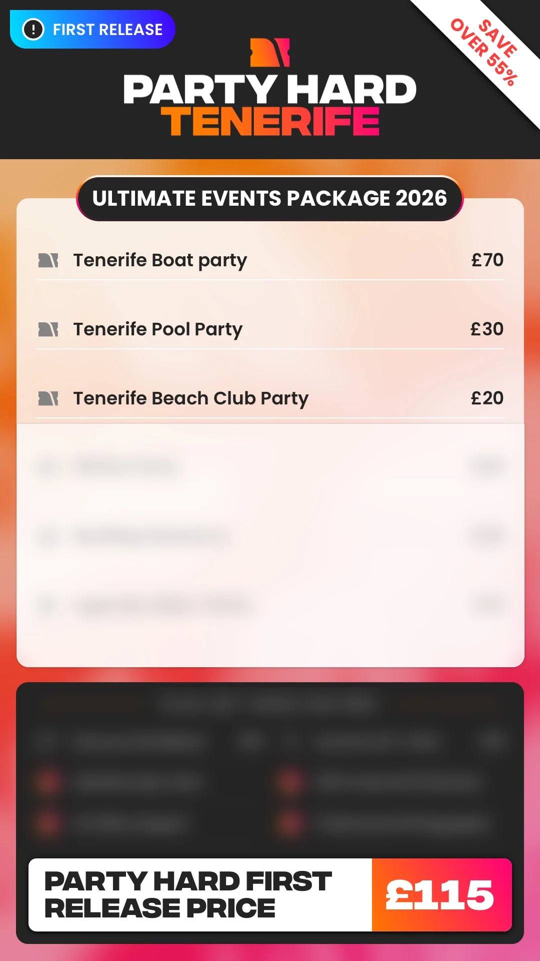 Tenerife Ultimate Events Package First Release Price 2026
