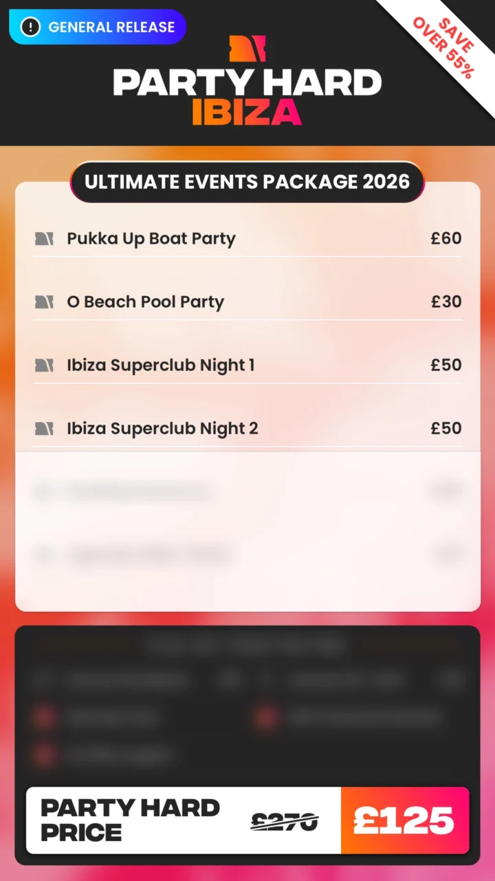 Ibiza General Release Ultimate Events Package