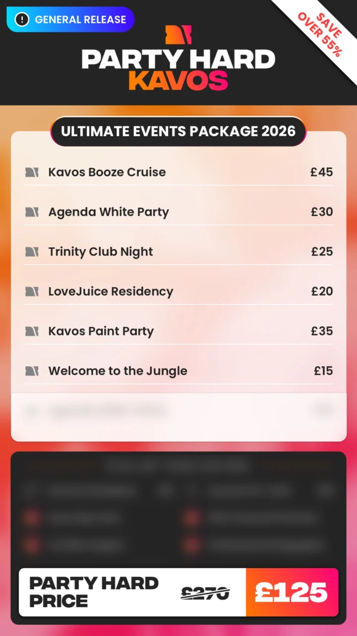 Kavos General Release Ultimate Events Package