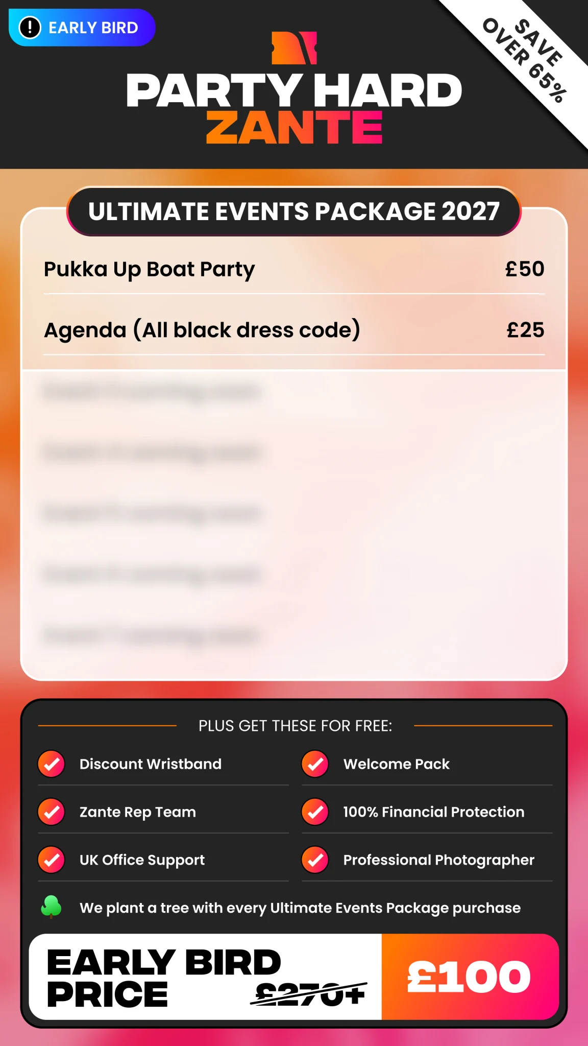 NEW Zante Early Bird Ultimate Events Package Summer 2027