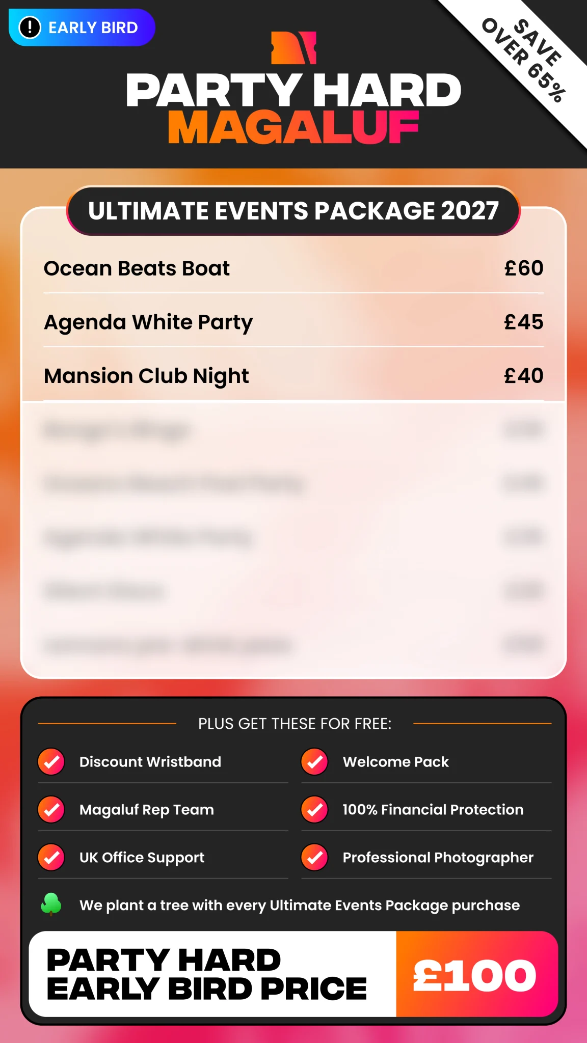 Magaluf Early Bird Ultimate Events Package Summer 2027